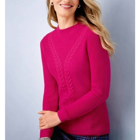 Talbots Cable Knit‎ Shaker Stitch Lambswool Sweater plus size 1XP - Picture 1 of 4